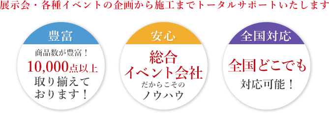 展示会・各種イベントの企画から施工までトータルサポートいたします